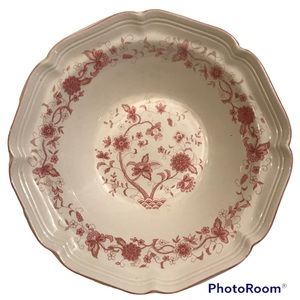 Vintage Woolworth Serving Bowl Cream And A Dusty Rose Colored Floral Des…